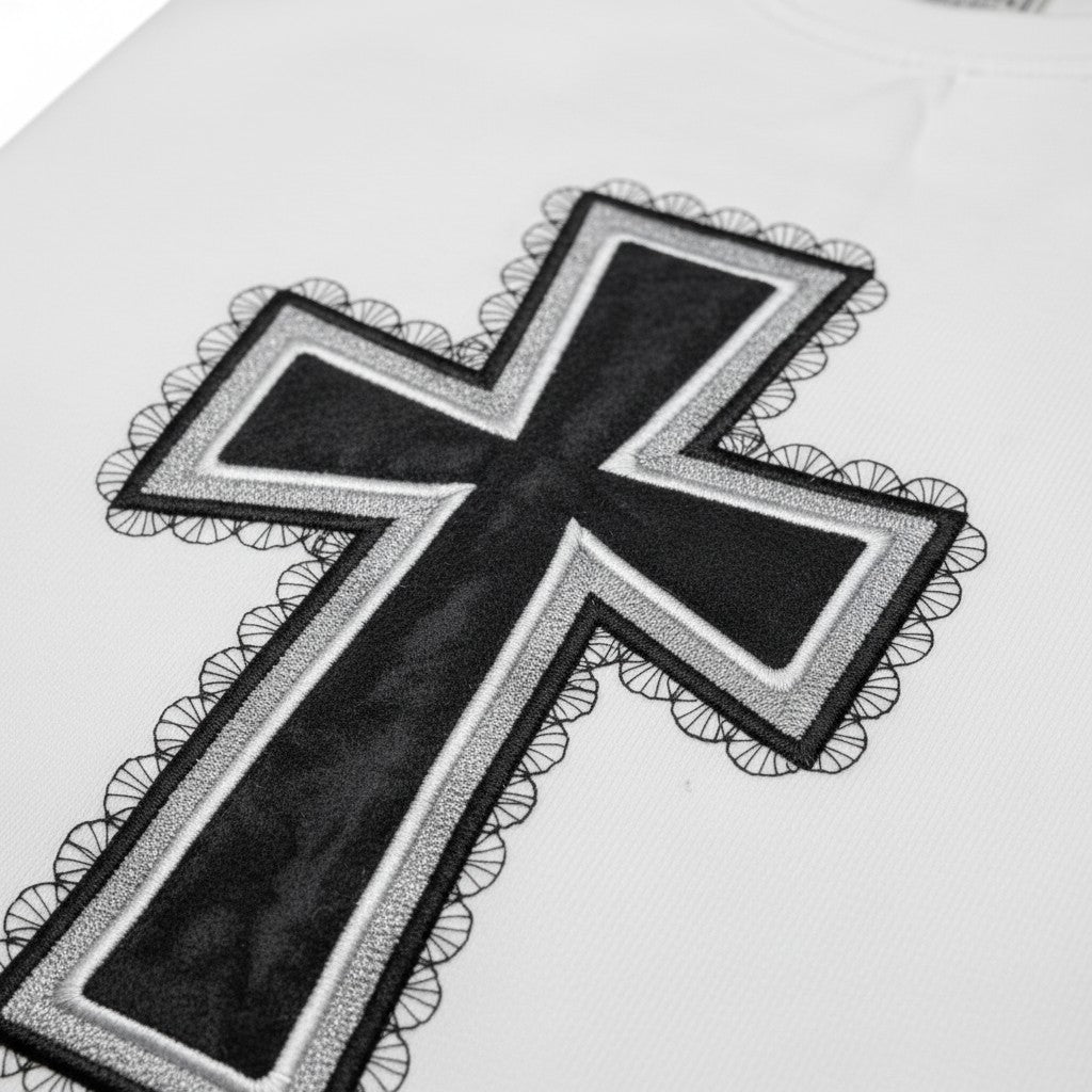 Cross double applique