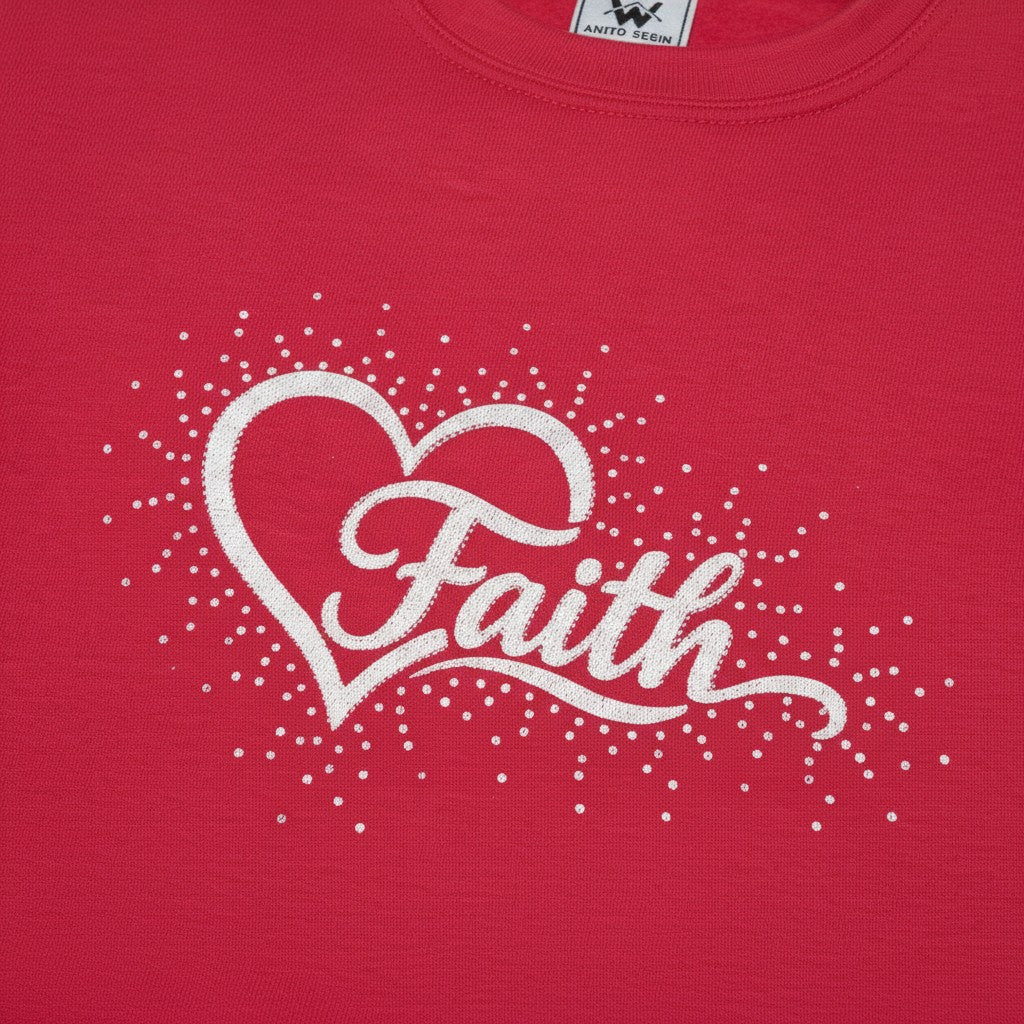 Faith embroidery and rhinestones