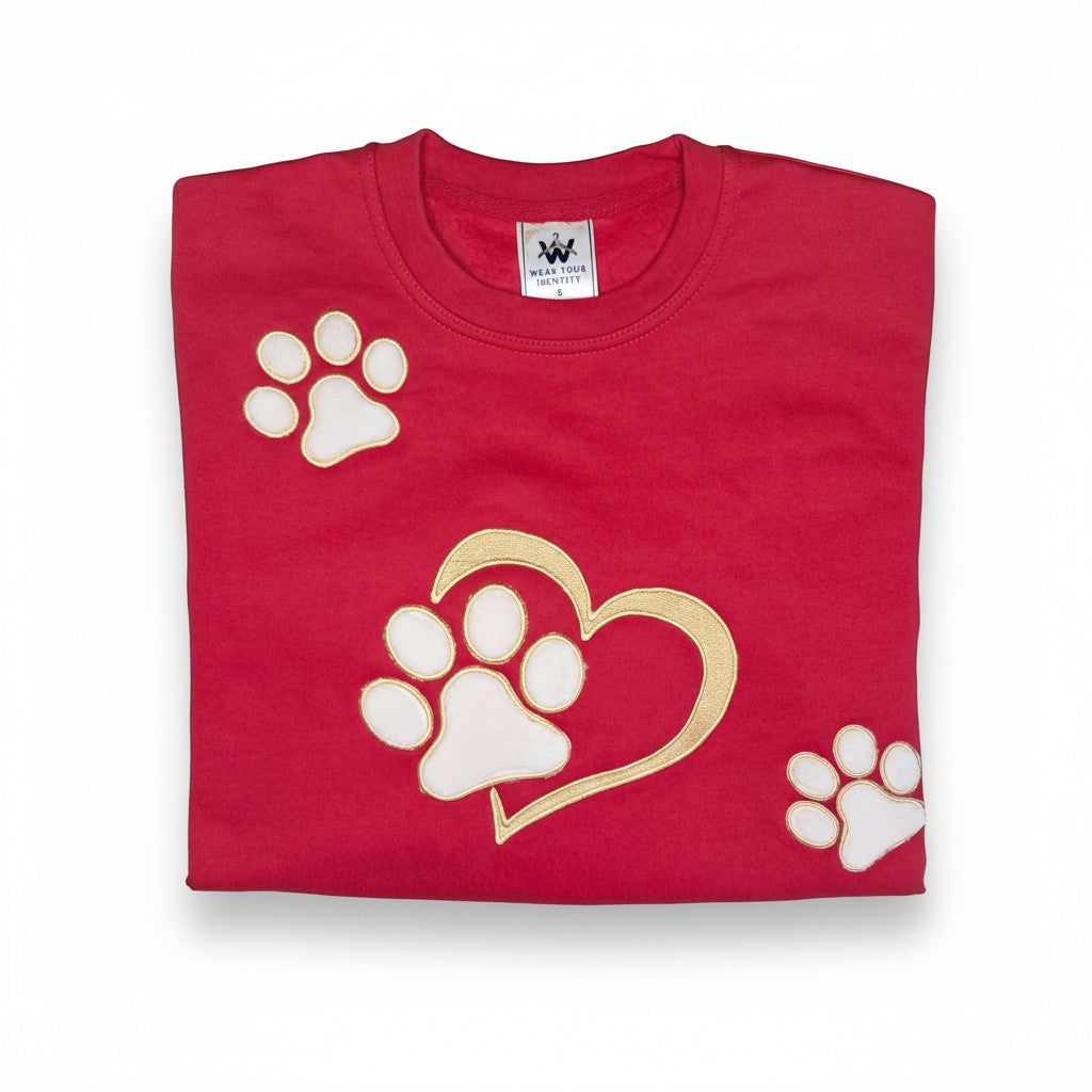 Heart paw applique