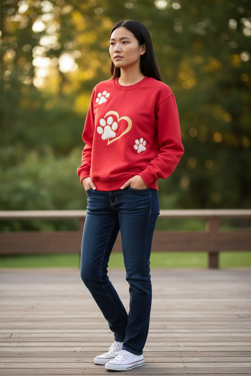 Heart paw applique