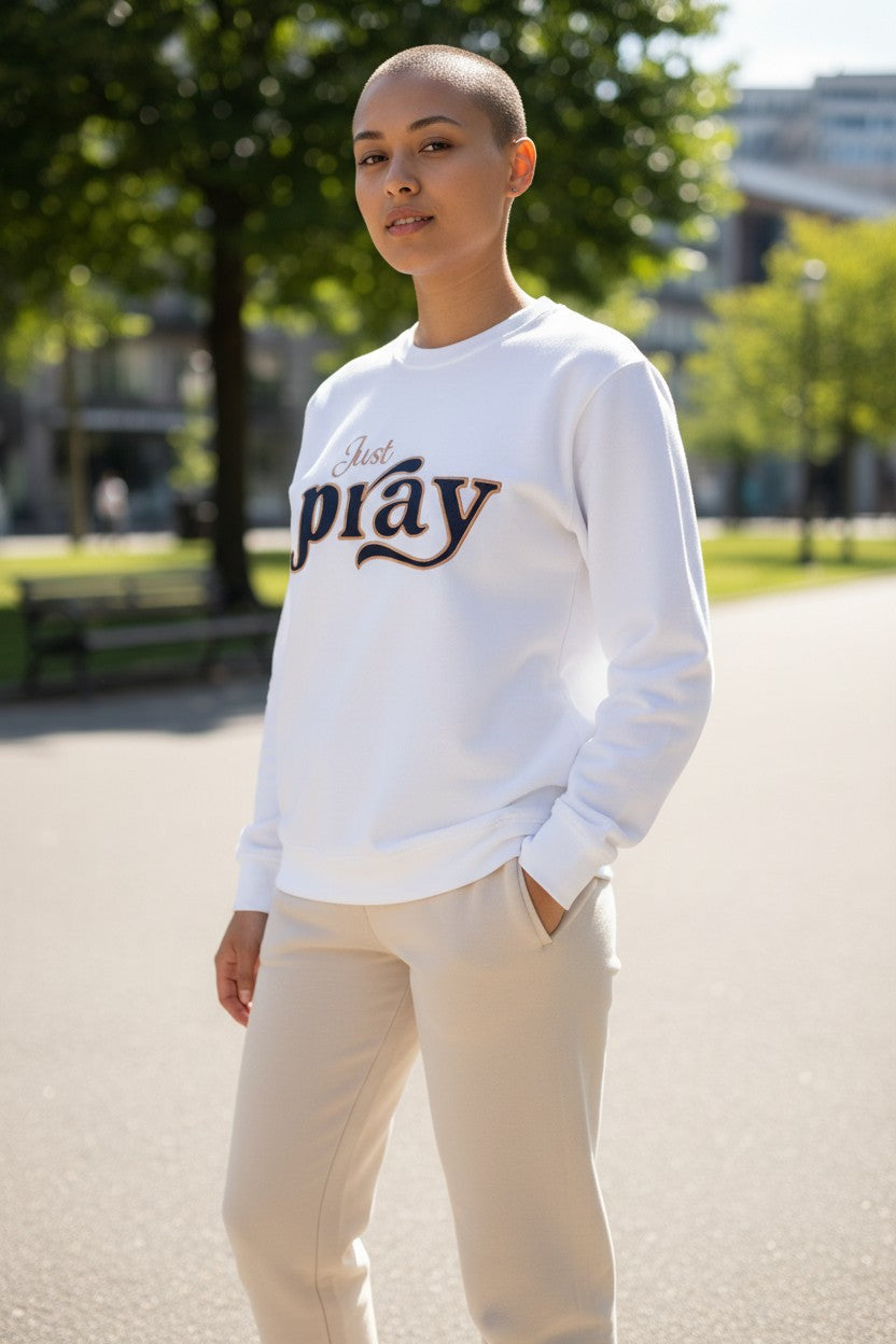 Just pray denim applique