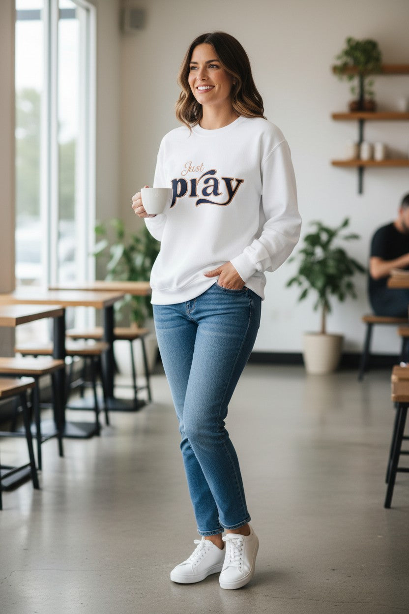 Just pray denim applique
