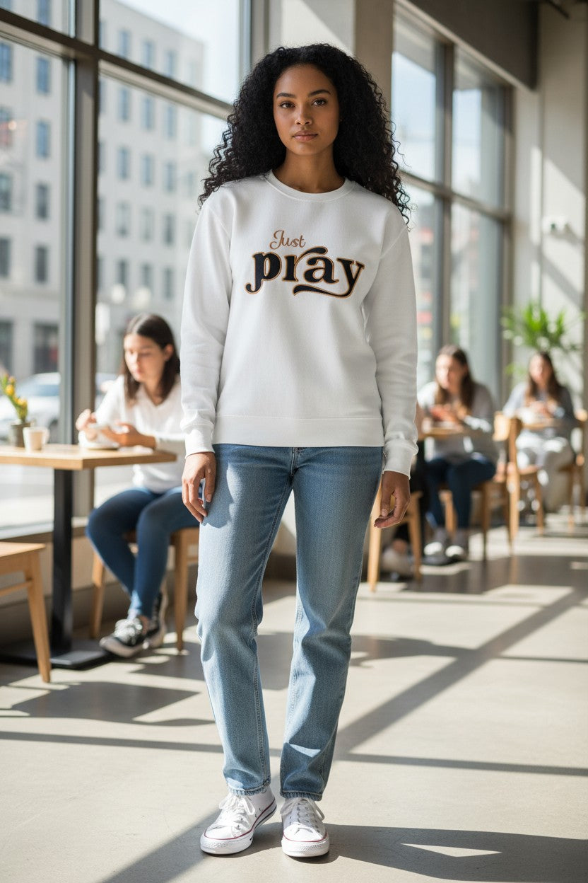 Just pray denim applique
